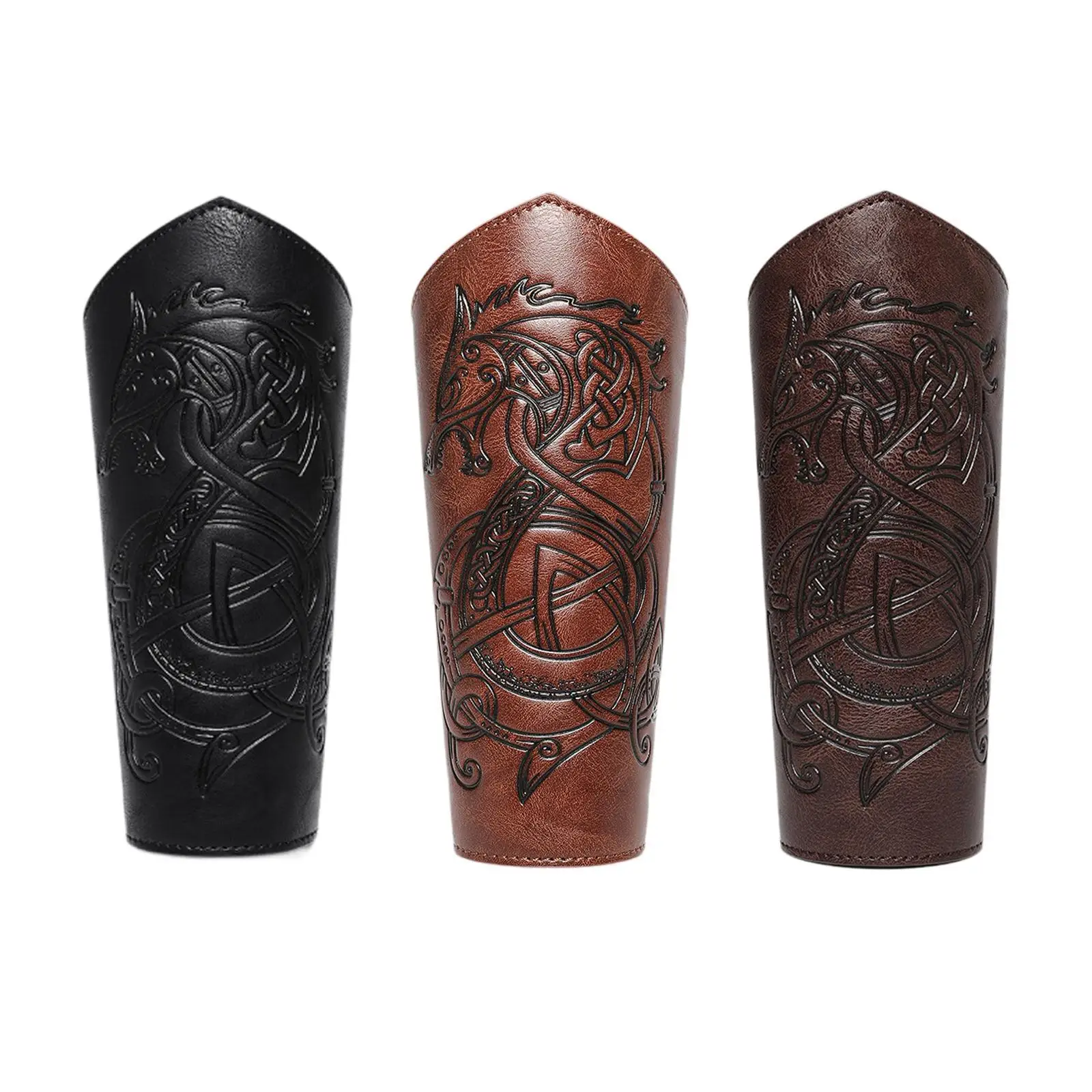 Vintage Medieval Bracer Armband PU Leather Arm Guard Knight Wrist Guard Retro Steampunk Costume Prop for Stage Performance