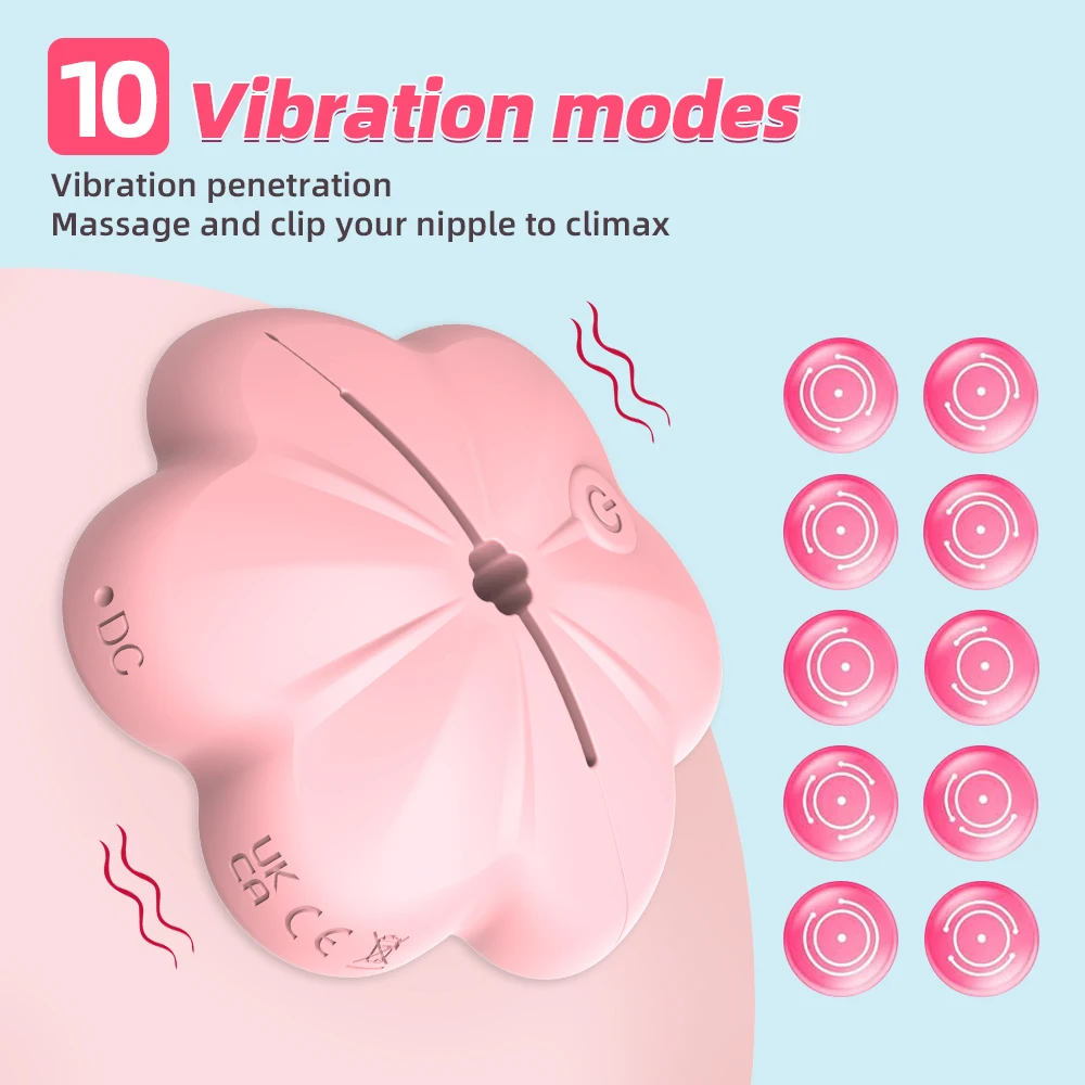 Rose Nipple Clamps Vibrator Female Wearable Adjustable Remote Control Nipples Stimulator BDSM Sex Pleasure Adult Toys for Women