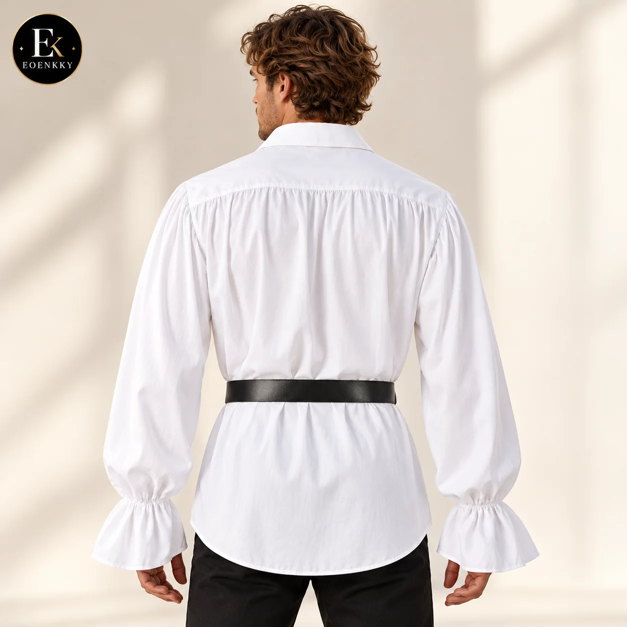 男性用、ルネサンス風海賊シャツ、中世風、ヴィクトリア朝風、フ - Medieval Gothic Lace Up Pirate Shirt のレビューと価格