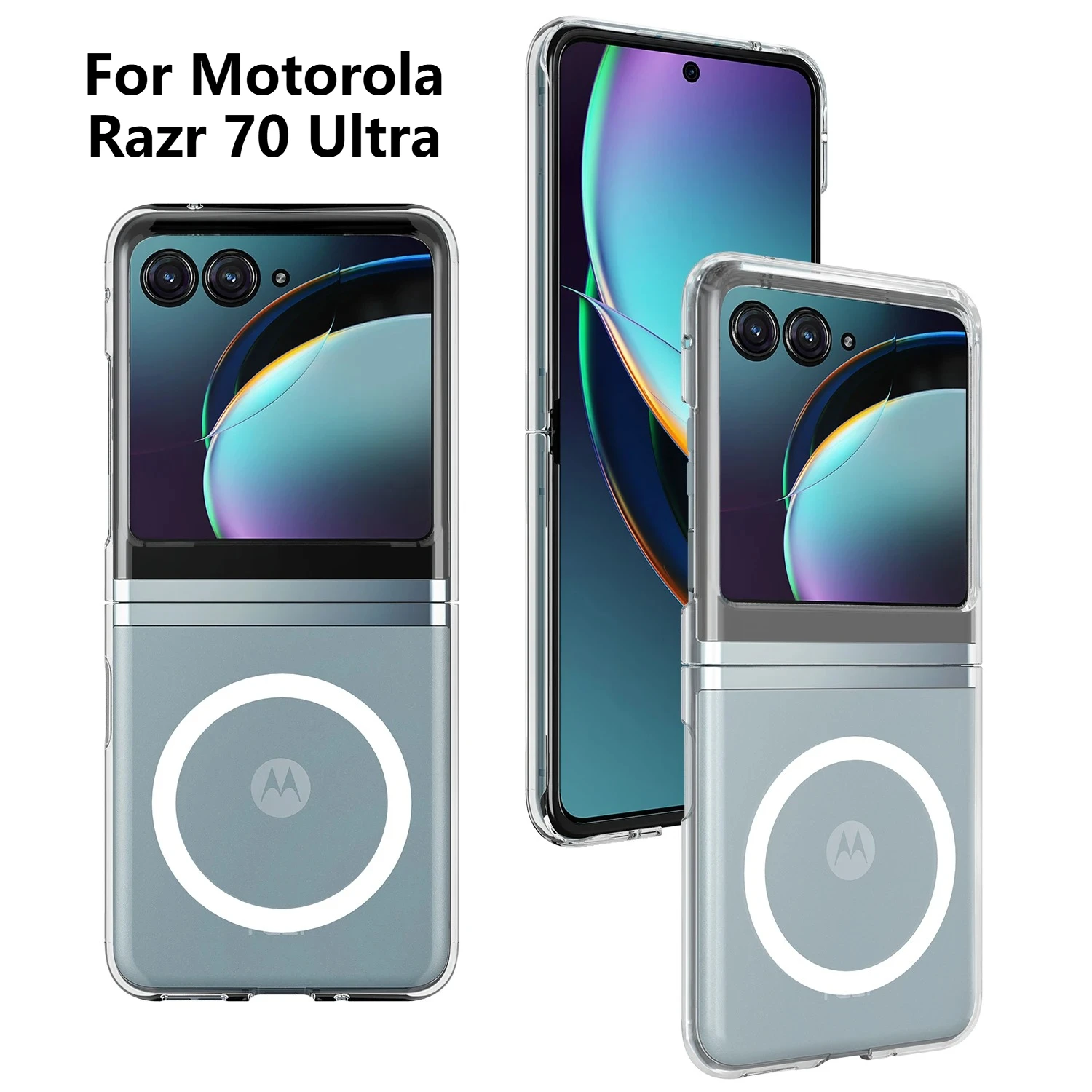 Capa Dura Magnética Transparente HD para Motorola Razr 70 Ultra 60 50 Razr 2026, Capa Protetora Antichoque com Airbag para Magsafe