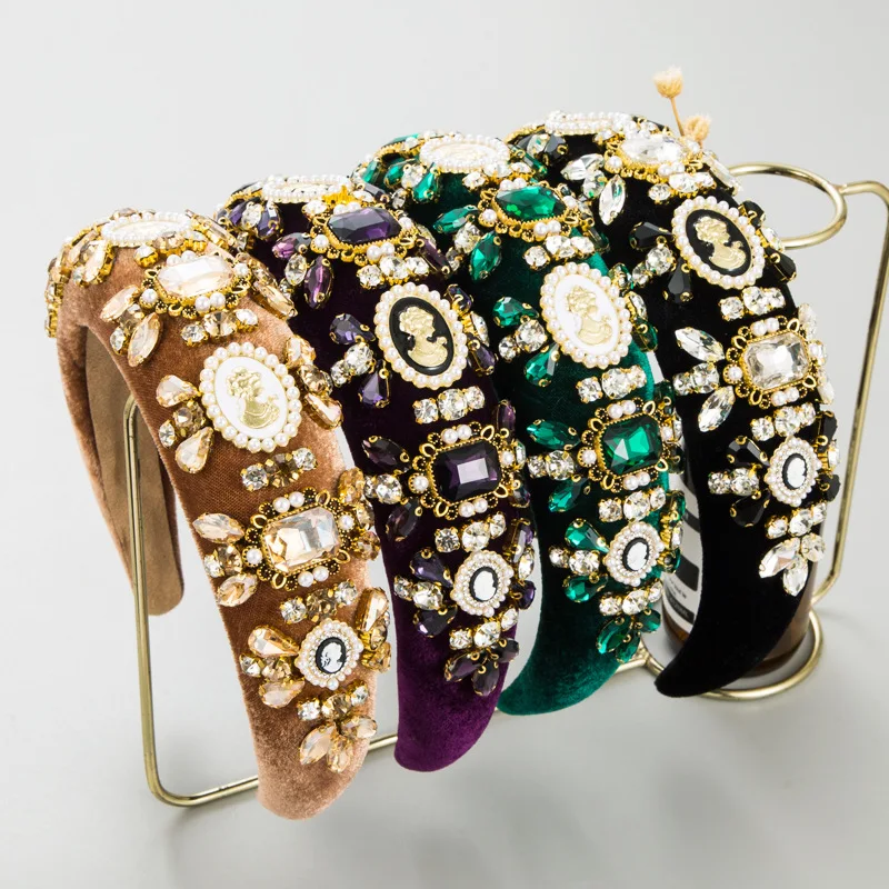 

Европейская и американская новая мода, дворцовый портрет, повязка на голову с бриллиантами, роскошный топ с высоким черепом, высококачественный аксессуар для волос