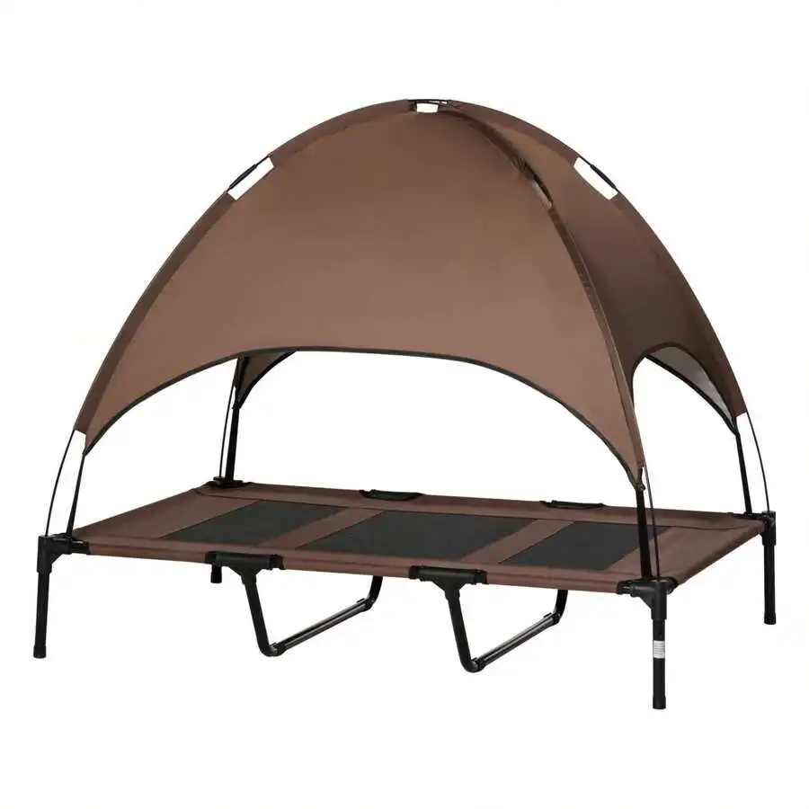 Elevated Dog Bed With Canopy, 42" X 30" Outdoor Pet Cot, Raised Camping Dog Bed With Breathable Mesh, Washable Canopy, For view 3