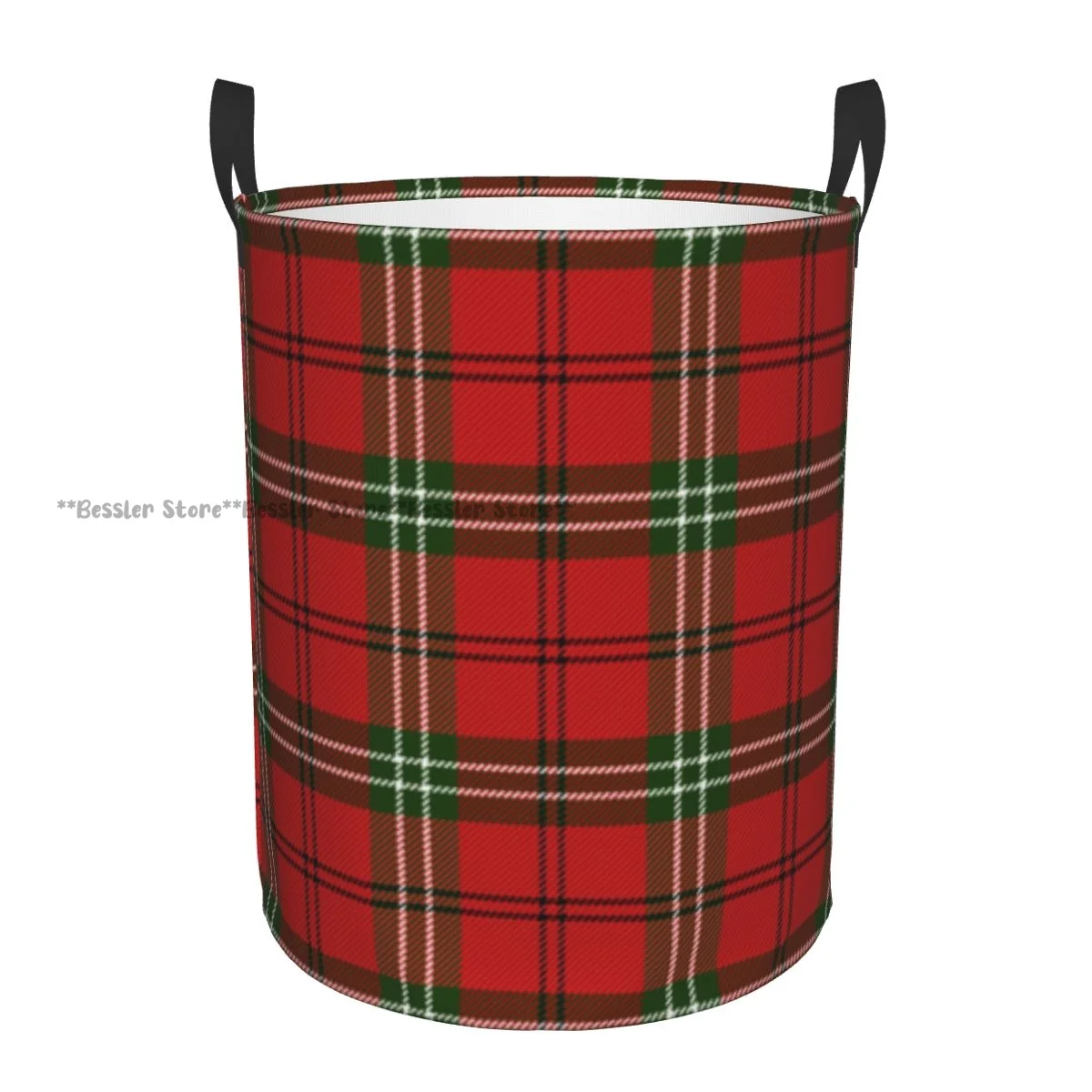 Laundry Basket Tartan Plaid Scottish Pattern Round Storage Bin Collapsible Hamper Clothes Bucket Organizer