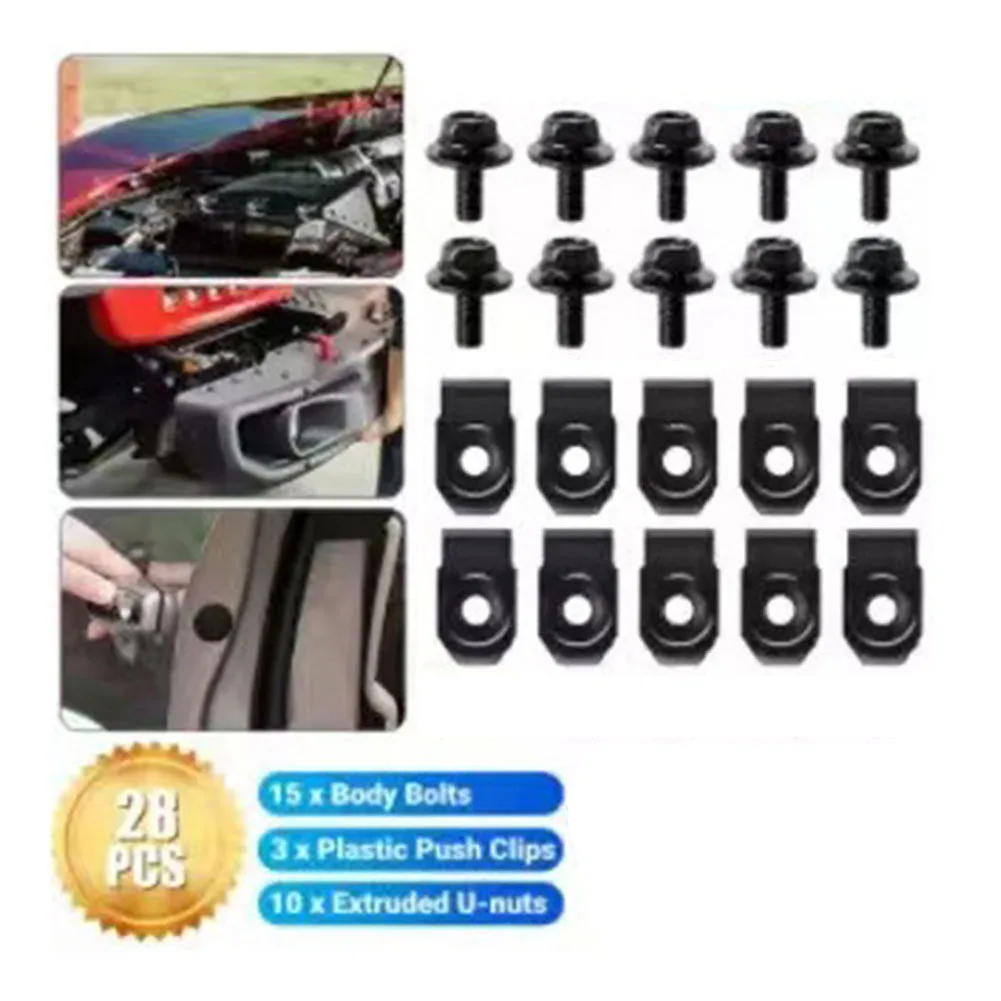 10Pc Car Splash Shield Body Bumper Fender Push Clip Engine Under Cover Push Retainer Fastener Rivet Clip 1x0.2in U-Nuts Clip Kit