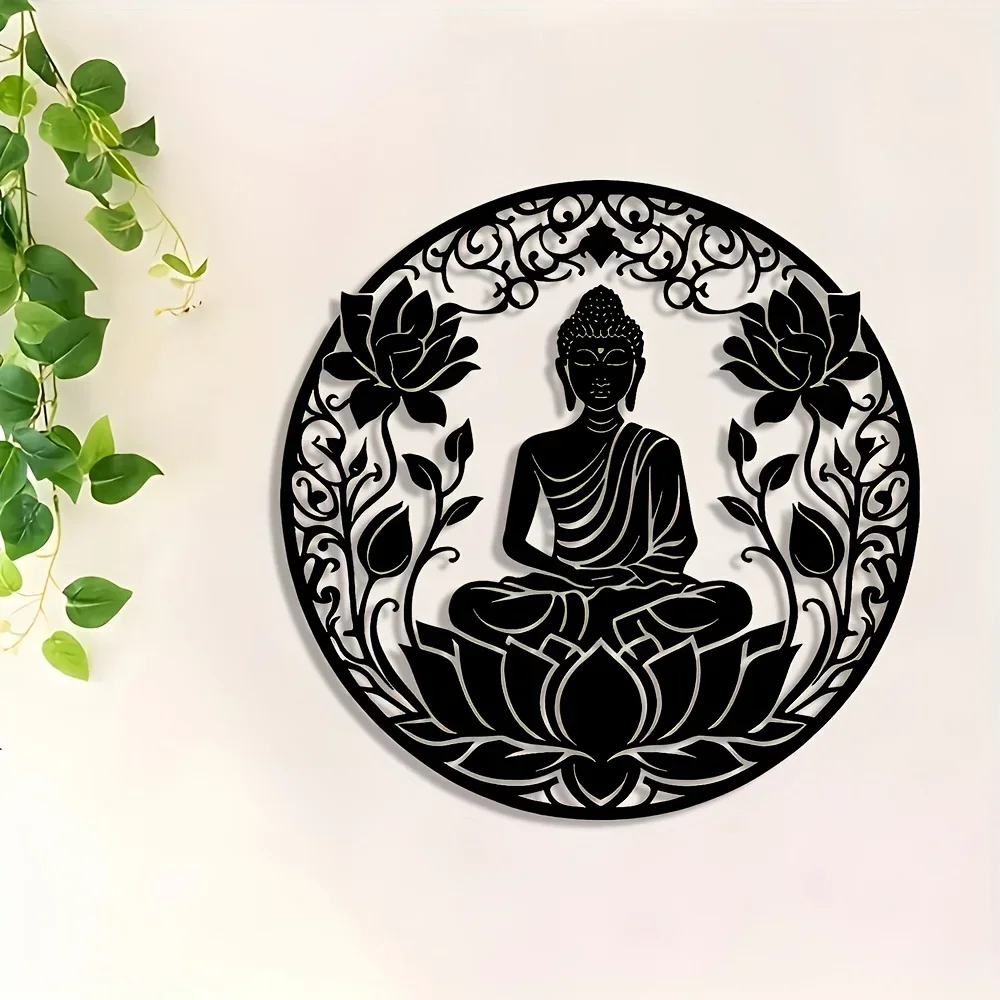CIFBUY Iron Wall Art Lotus Metal Sculpture Rustproof Hanging Plaque Home Living Room Outdoor Garden Patio Decor Sign
