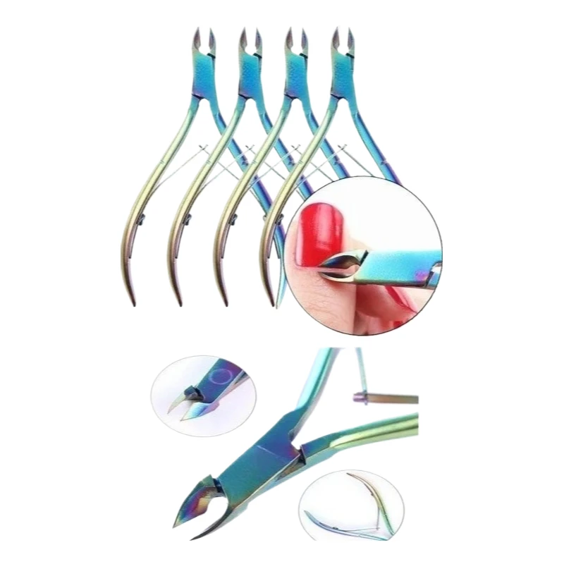 BORN PRETTY Nail Cuticle Nipper Scissors Stainless Steel Rainbow Tweezer Clipper Dead Skin Remover Scissor Plier Pusher Tool