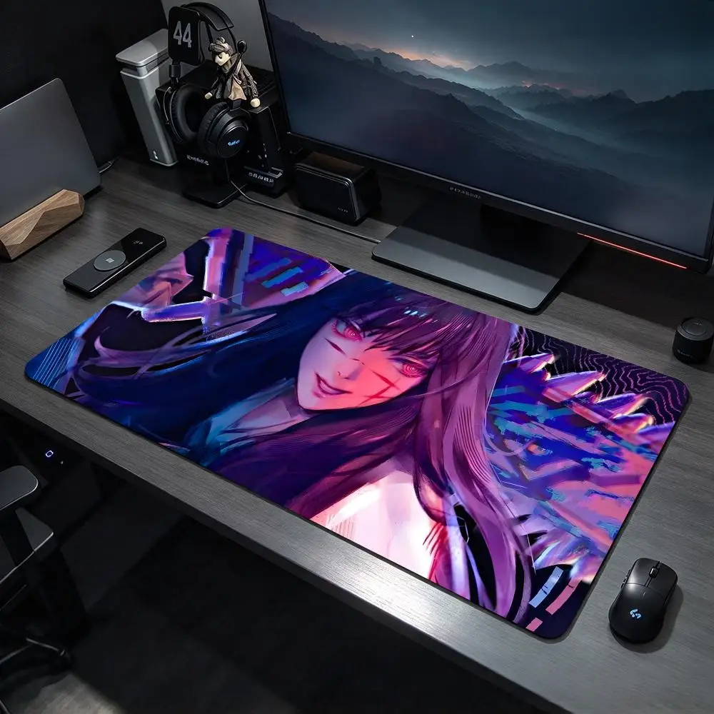 Gory Anime C-Chainsaw Man Death Devil Mouse Pads Large Gaming Mousepad Desk Mat Non Slip Bottom Featuring Stitched Edges
