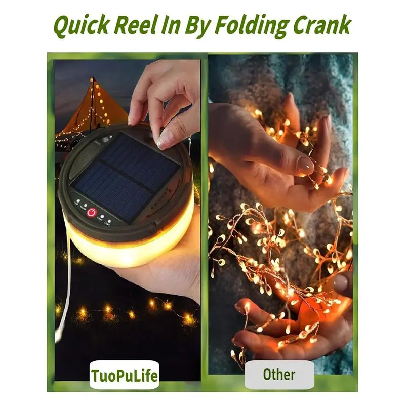 ABZC-Solar Powered Camping Lights,32FT 100Leds, Waterproof Hanging Fairy Lights, Lamp Remote Control Included