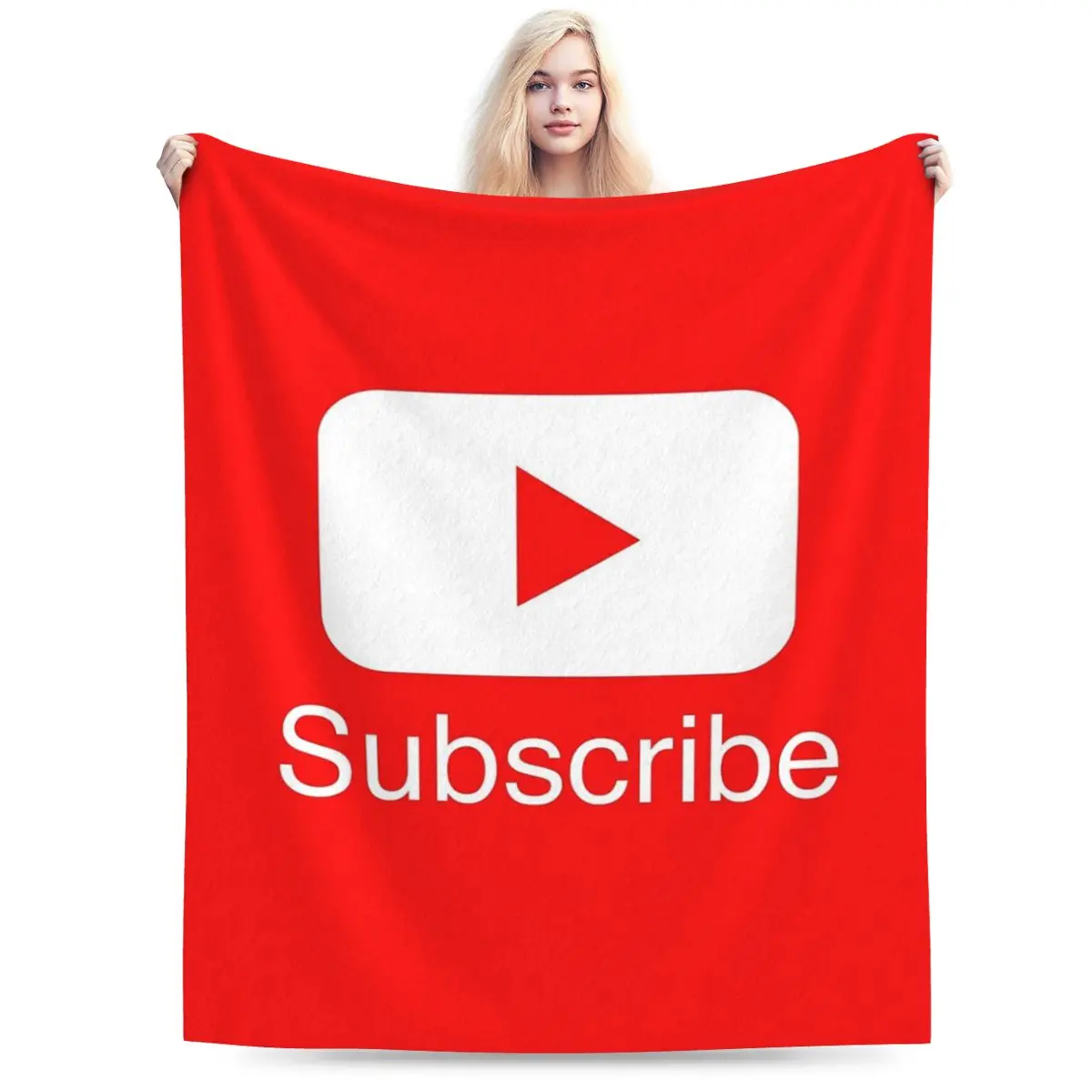 You Tube Subscribe Play Button Videos VLoggers Live Stream Blankets Soft Warm Flannel Throw Blanket Bedspread for Bed Home Couch