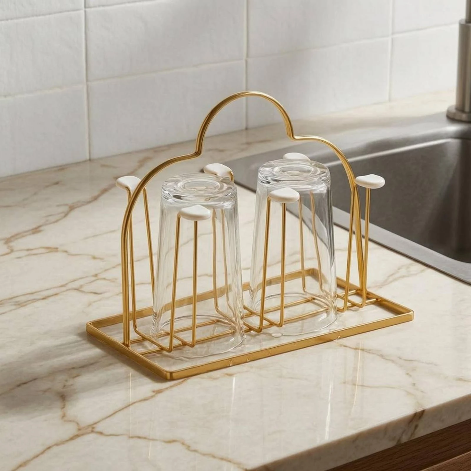 

Coffee Bar Organizer Upright Glass Drying Rack Easy to Access Drinkware Holder for Minimalist Home Setup
