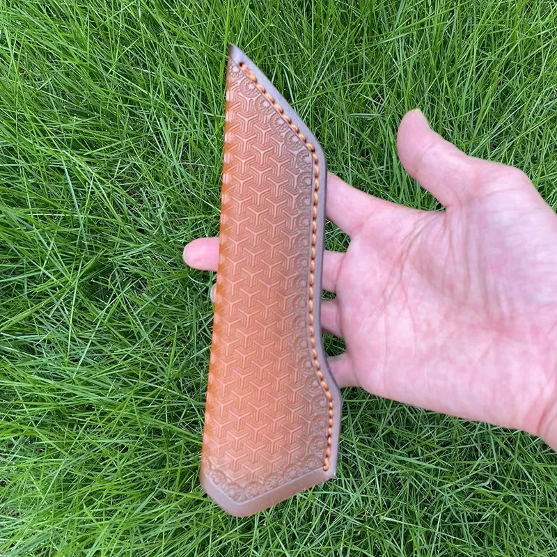 21 センチメートル彫刻デザイン固定ナイフホルダートップグレイン層牛革鞘ユニバーサルナイフカバーケース狩猟ナイフホルスター