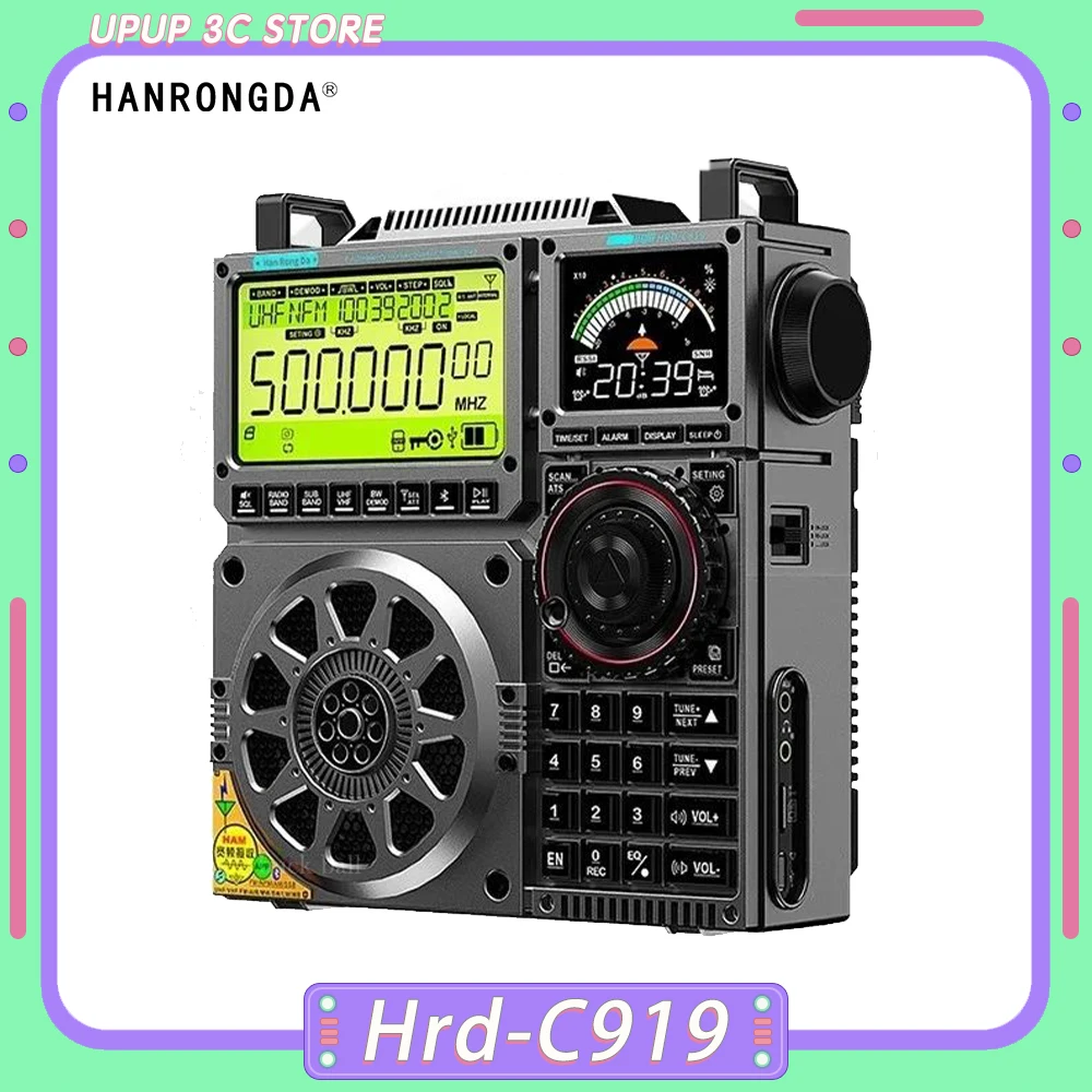 

Hanrongda Hrd-C919 Radio Fm All-Band Bluetooth Radio Fm Large Battery DOUBLE Ips Screen Aux In Plays Tfcard App Radio Receiver