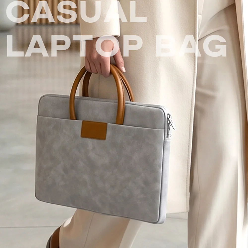 PU Leather Laptop Bag 16 15.6 14 Lightweight Notebook Bags for MacBook Air Pro 13 Neo Shockproof Carry Bag for MacBook Pro 16.2