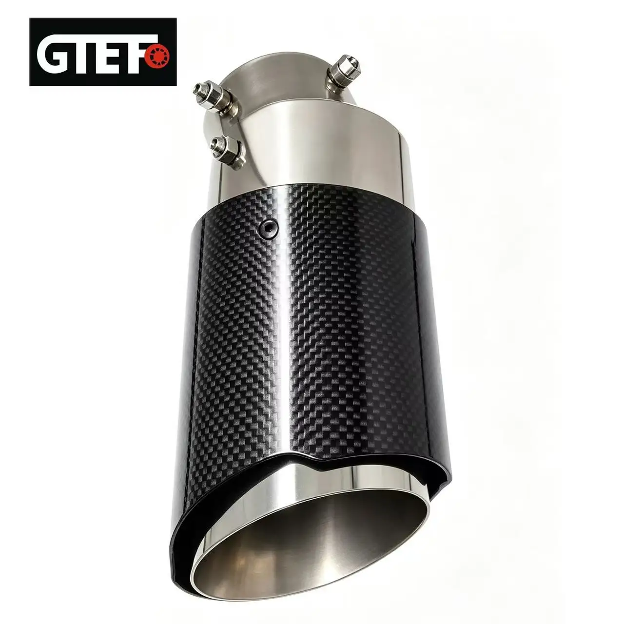 GTEFO Universal Car Exhaust Tip Adjustable Angle Stainless Steel Glossy Carbon Fiber Muffler Tailpipe Car Modification