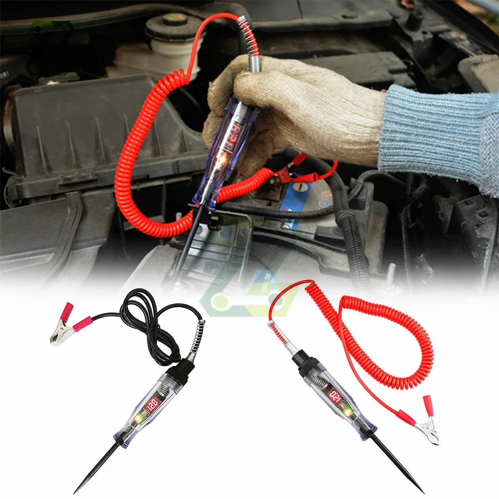 Car Truck Voltage Circuit Tester Digital Display Long Probe Pen Light Bulb Automotive Diagnostic Tools Auto Repair 3-36V