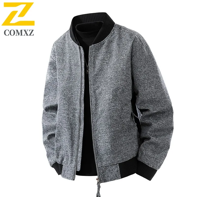 COMXZ Men Jacket Baseball Collar American Style Lightweight Motorcycle coats Zipper Decoration Handsome Windproof Autumn Coat