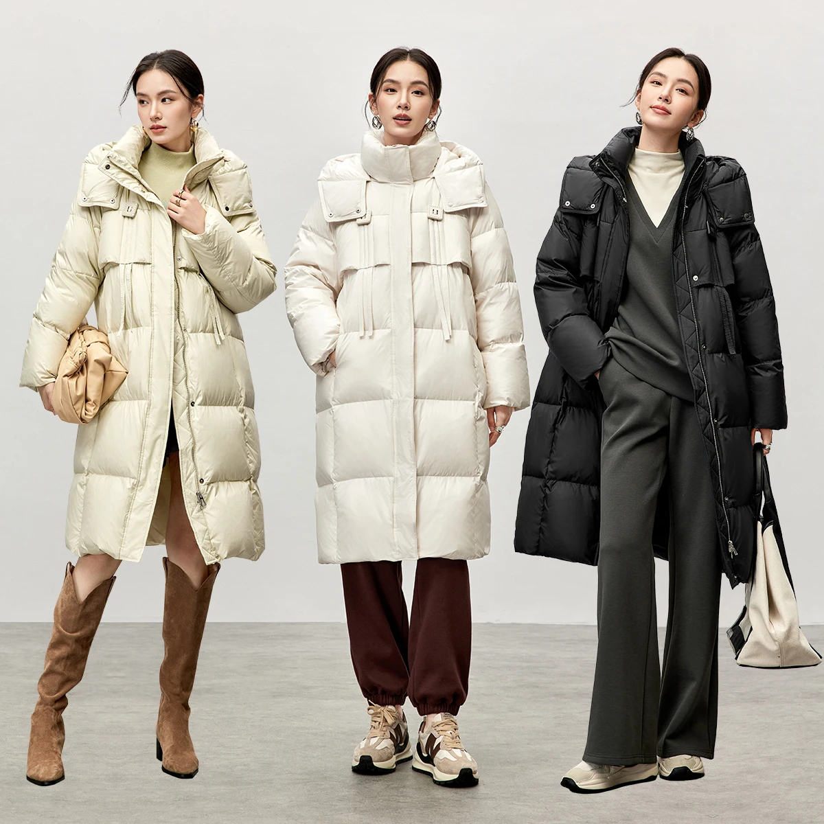 SENTUBILA Casual Warme Donsjack vrouwen Winter Nieuwe Mode Brood Capuchon Lange Warme Down Jassen Vrouwelijke Tops W44Y57033