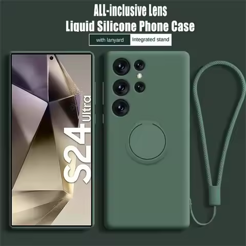 Magnetic Liquid Silicone Stand Phone Case For Samsung Galaxy S24 S23 S22 S21 S20 Ultra FE S10 Plus with Ring Holder Strap Cover