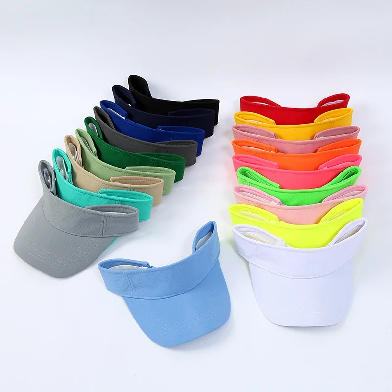

Men Women's Summer Sun Visor Hats Empty Top Solid Cotton Outdoor Sports BeachV Protection Caps