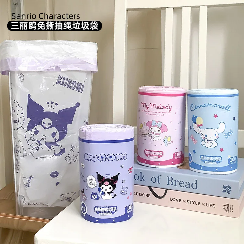 

Sanrio Kuromi Melody Big Eared Dog Drawstring Garbage Bag Household Cartoon Plastic Bundle Pocket Thickened Kitchen Garbage Bag