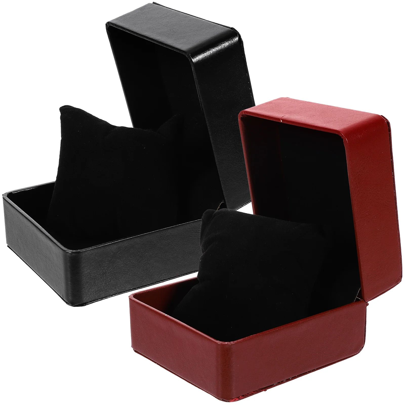 2Pcs Elegant PU Leather Watch Box Jewelry Storage Organizer Gift Packing Case