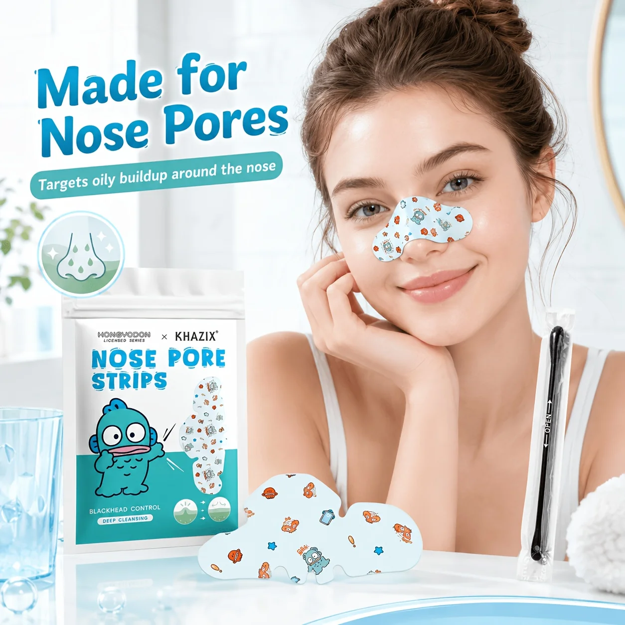 10PCS Clownfish Cartoon Nasal Patch, Deeply Cleans Pores and Gently Exfoliates. Attached Are 10 Cleaning Tools, To Be Used Toget