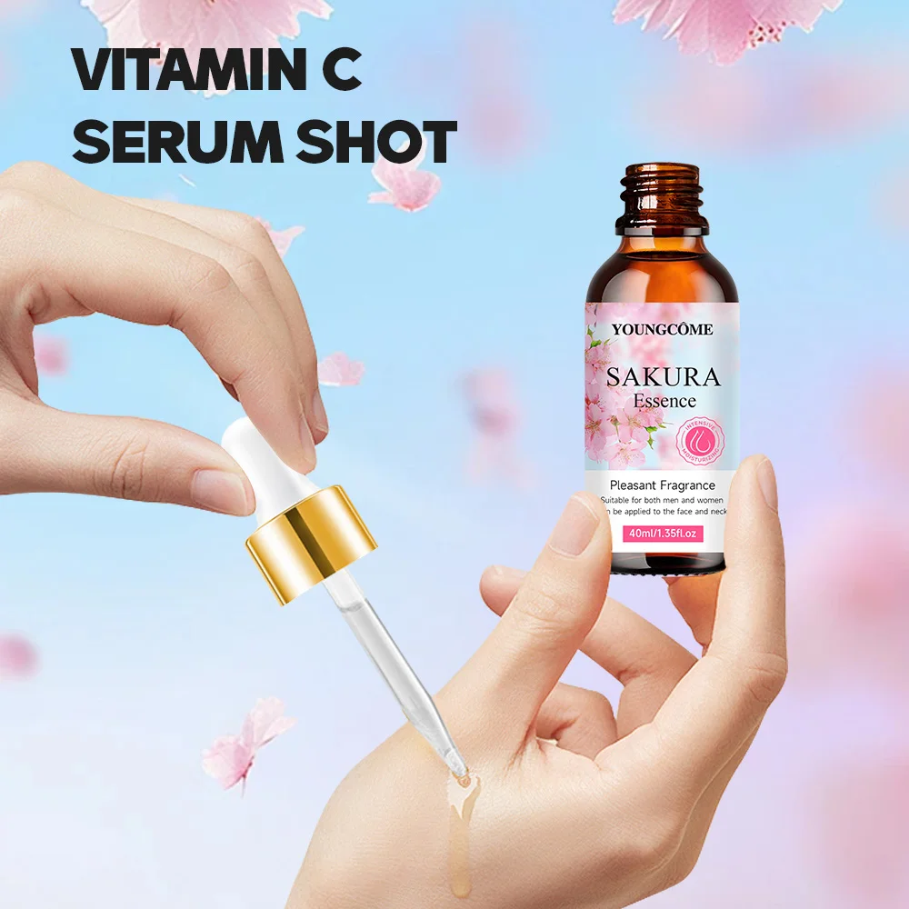 40/60ml Serum do twarzy z kwiatem wiśni Sakura, przeciwzmarszczkowe, rozjaśniające, esencja do twarzy, rozjaśniająca, nawilżająca, do pielęgnacji suchej skóry