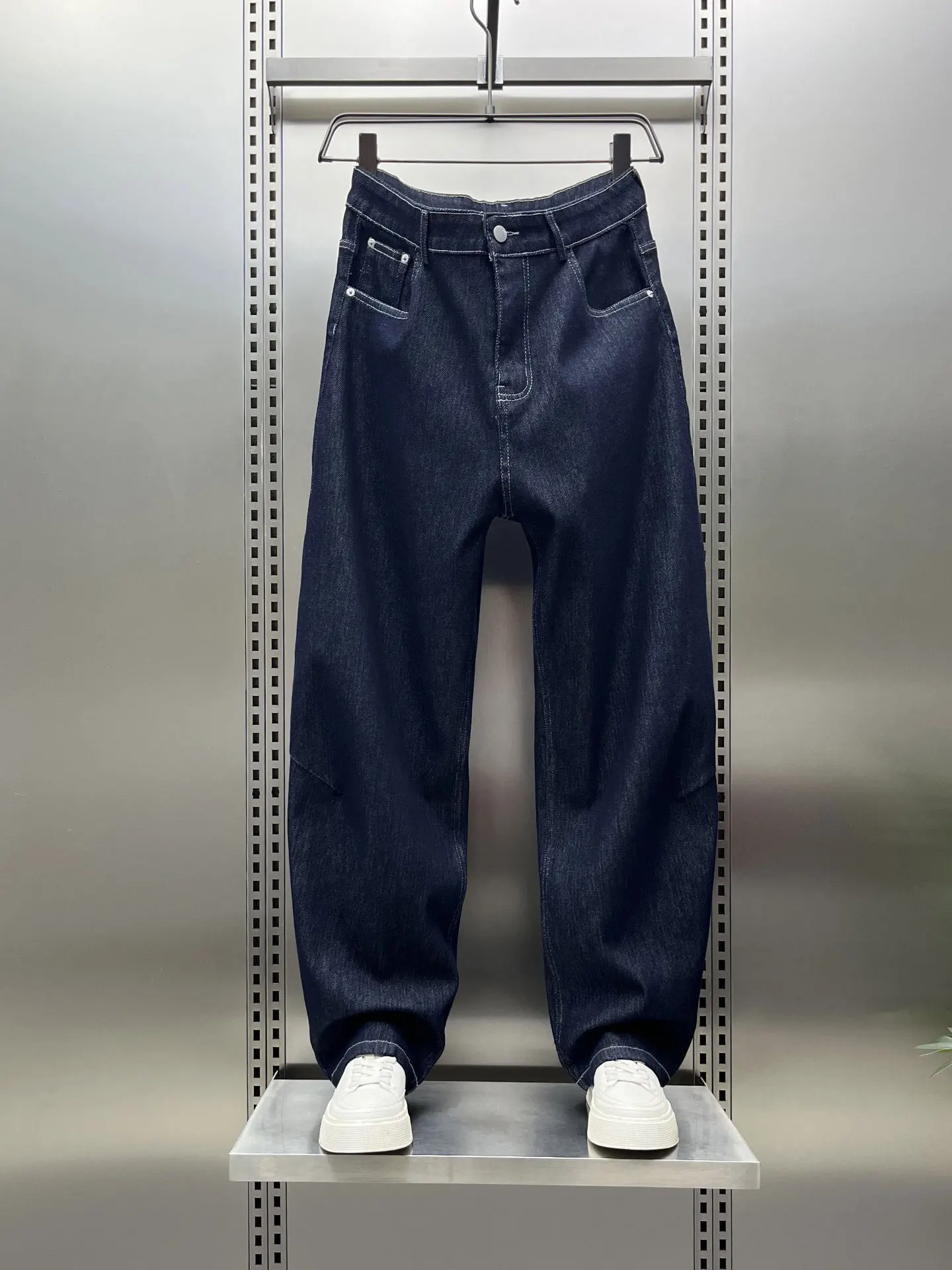 

Retro Thickened Blue Jeans Men's Loose American Casual Straight Leg Pants Youth Wide Leg Long Trousers Autumn Winter Fashion