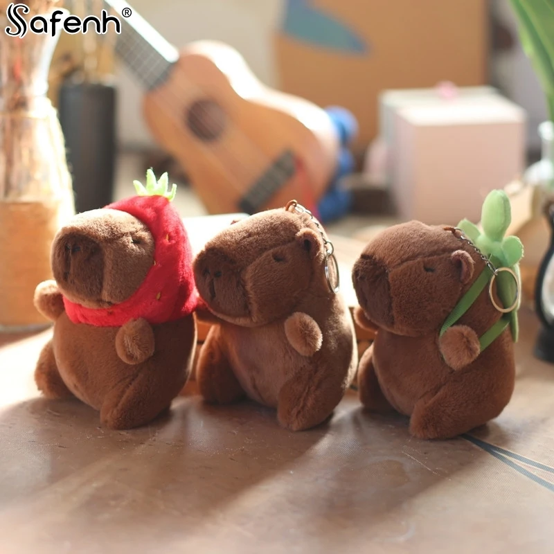 Cute Capibara Kapibara Plush Toy Cartoon Guinea Pig Pendant Soft Stuffed Doll Keychain Backpack Car Bag Key Ring Decor Kid Gift