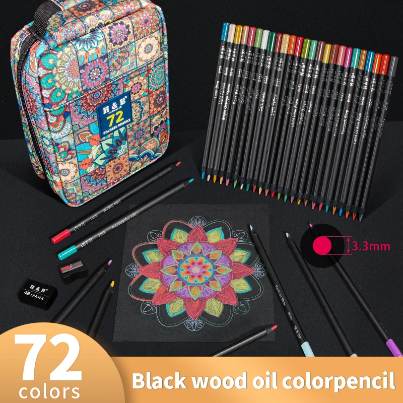 Imagem -02 - Lápis Coloridos Oleosidade para Livros de Colorir Blackwood Soft Core Artist Desenho Lápis Art Craft Suprimentos para Adultos e Crianças 72 Pcs