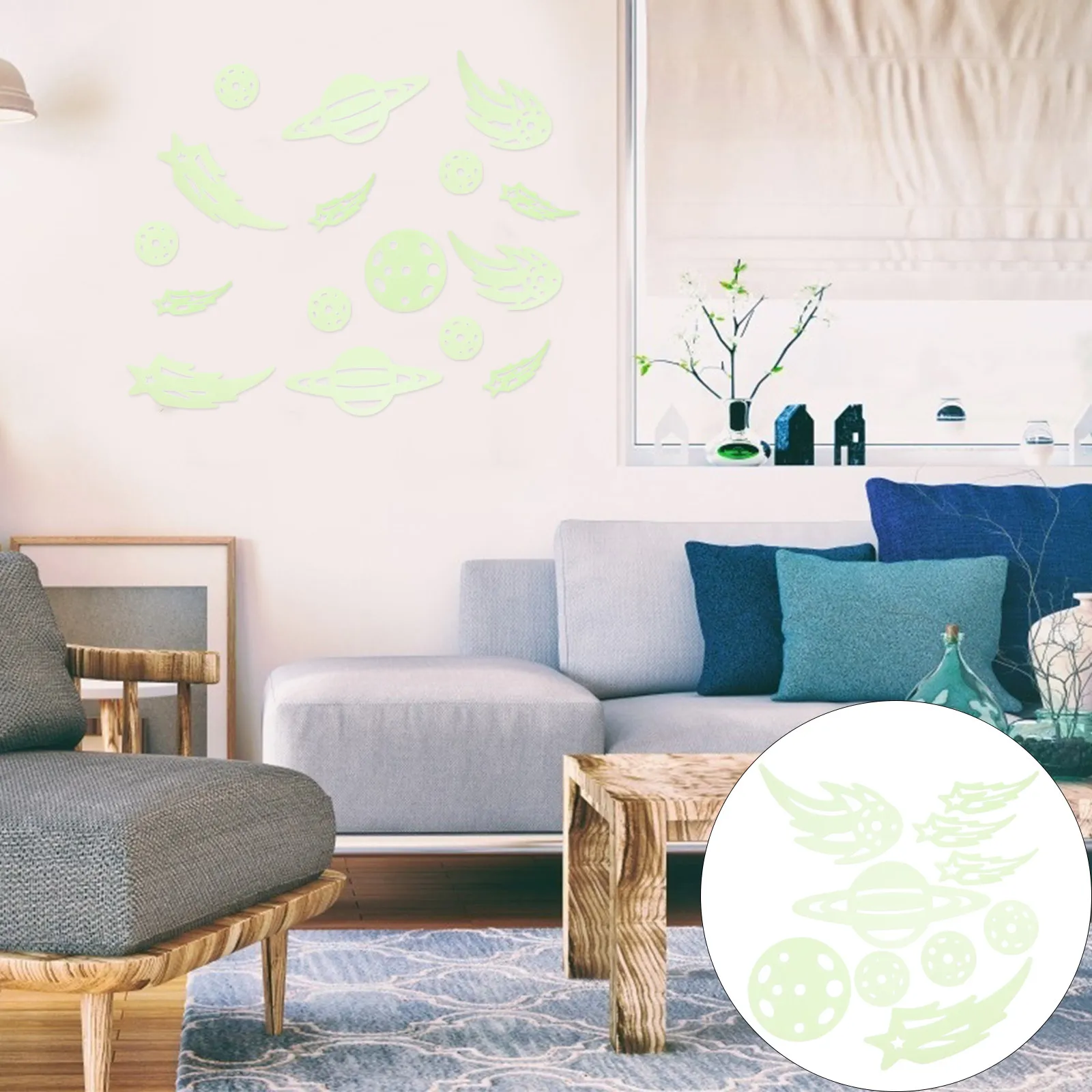40Pcs Wall Decorative Stickers Luminous Meteor Glow in The Dark for 's Room Bedroom Window Use Removable