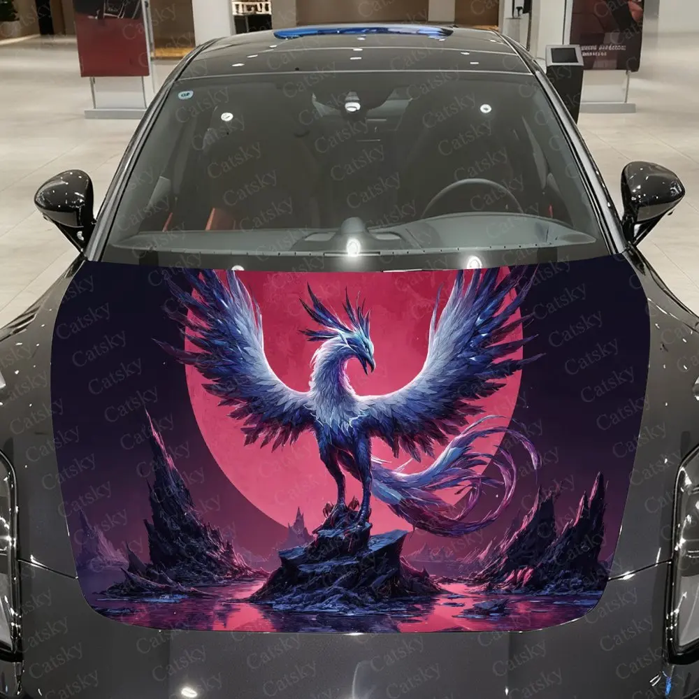 

Illusory Winged Spirit Phoenix Car Vinyl Wrap, PVC Waterproof Car Hood Sticker, Self-Adhesive Scratch-Resistant Stickers