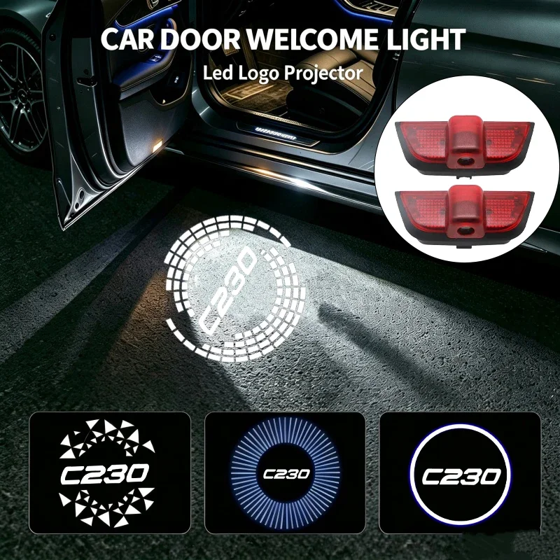 2PCS LED Car Door Welcome Ghost Shadow Courtesy Emblem Projector Lamps for Mercedes Benz C Class W204 C230 2008 Auto Accessories