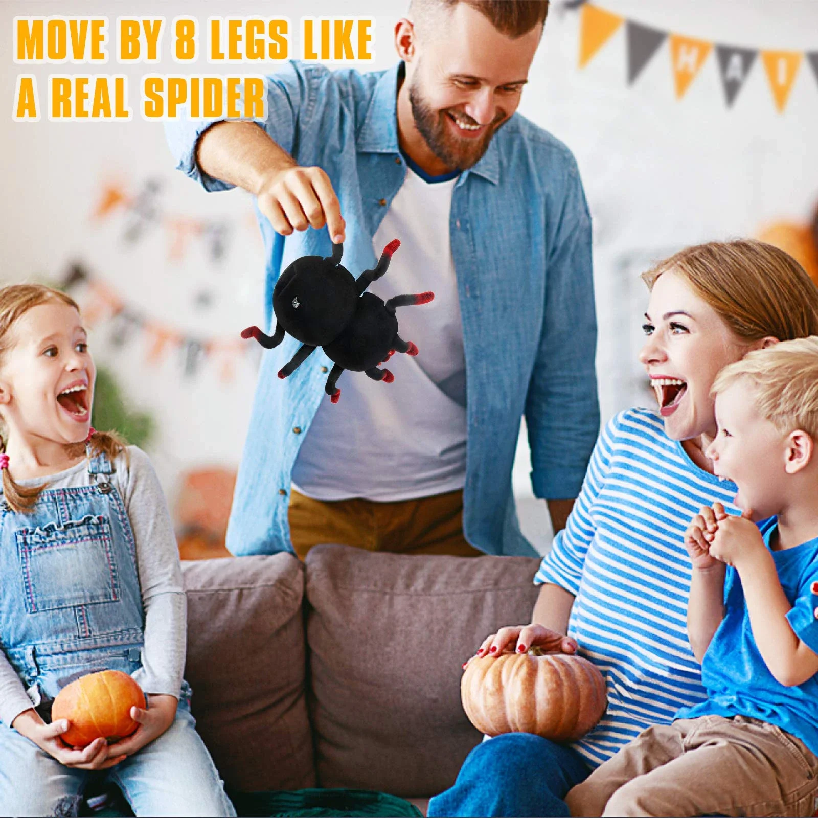 ของเล่นแมงมุมบังคับวิทยุ, แมงมุมไต้หวันปีนกำแพงแบบชาร์จไฟได้พร้อมไฟ, ของเล่นสัตว์บังคับวิทยุสำหรับเด็กและผู้ใหญ่สำหรับเล่นตลกในวันฮาโลวีน