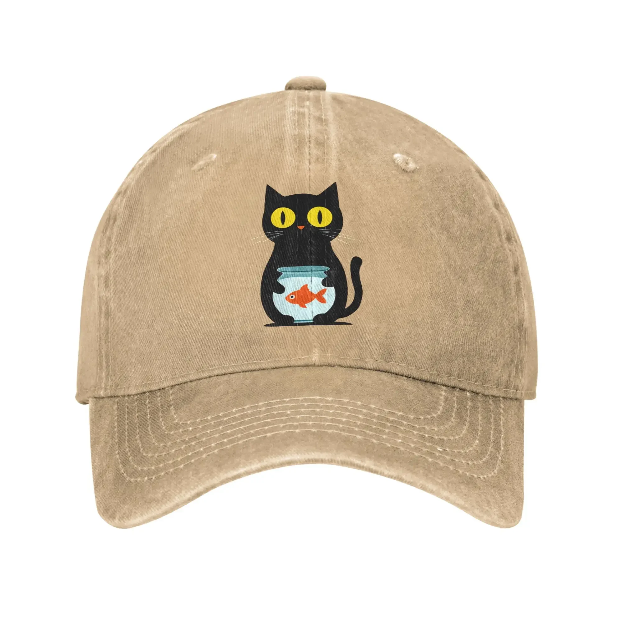 Cat Protect Fish Sun Baseball Cap Women Men Print Trucker Hat Summer Vintage Running Hippie Sunscreen Baseball Caps