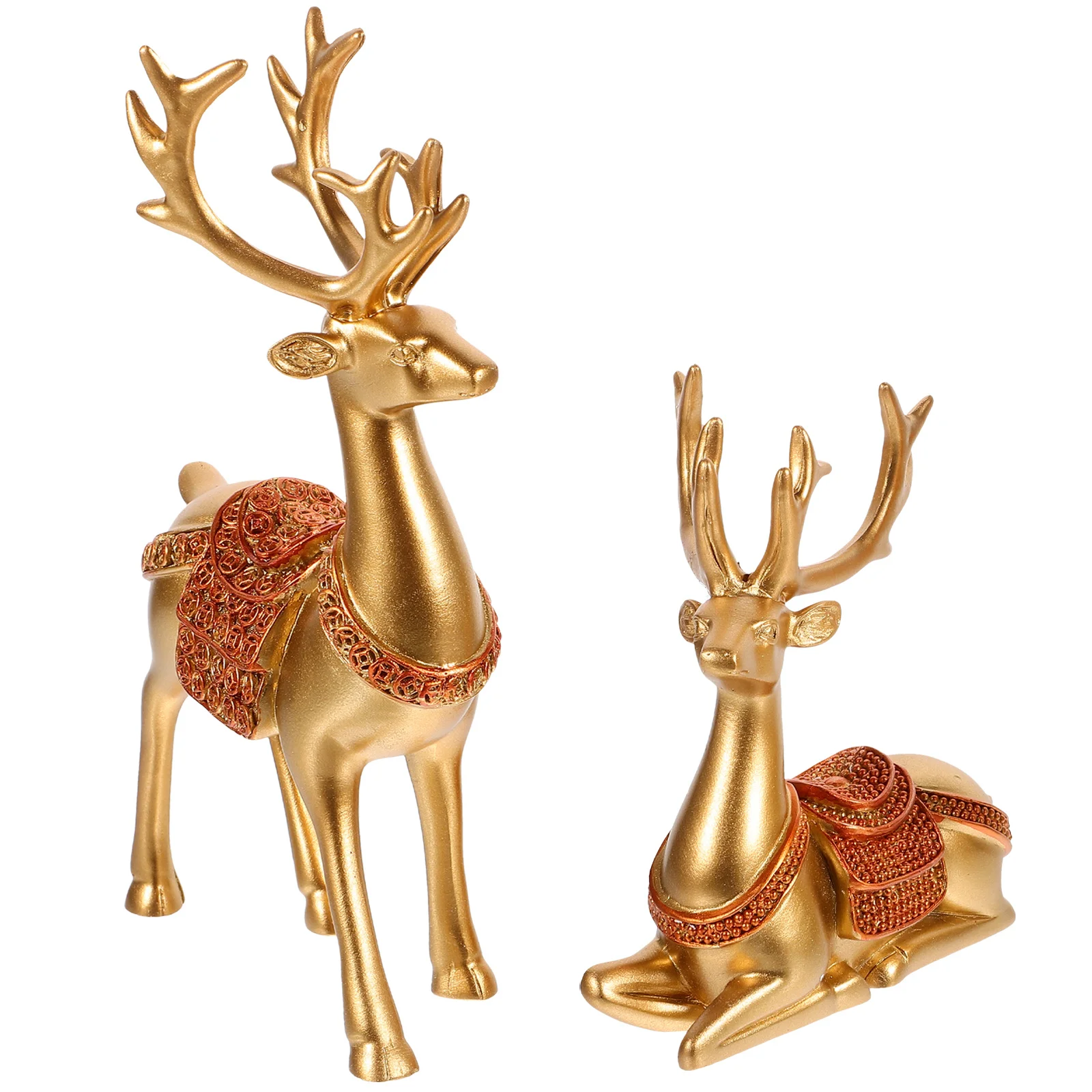 

2Pcs Christmas Reindeer Decor Resin Deer Statue Desktop Window Display Small Home Decorations Small Reindeer Sculpture