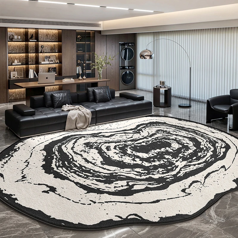 Irregular Abstract Carpet Living Room Soft Luxury Black White Retro Area Rug Sofa Table Floor Mat Fluffy Bedside Rug Large Full