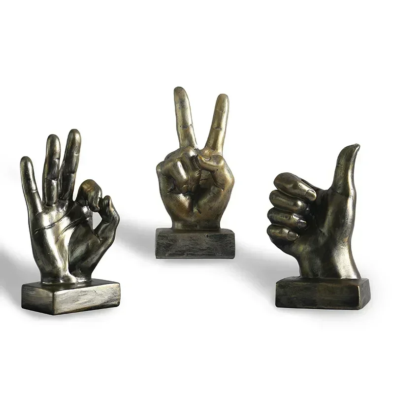 European resin gesture decoration model Retro figure finger pose sculpture decoration Home living room office desktop figurines