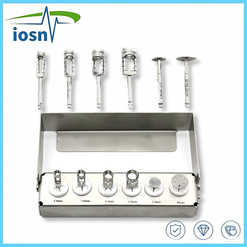 

Dental Surgical Tools 6Pcs Implant Tissue Punch Gingival Ring Cut Post Stainless Steel for Low Speed Handpiece
