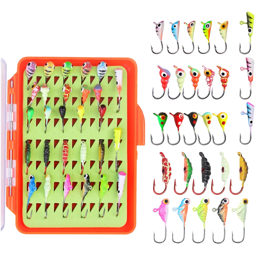 

28 шт. светящихся утяжеленных джиг-крючков для зимней рыбалки на басса, щуку, морской рыбалки, с бородкой для надежного удержания рыбы