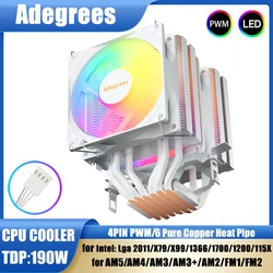 6 Heat Pipes CPU Air Cooler 4Pin PWM PC Procesor Cooler for Intel LGA 1700 1200 1150 1151 1155 1156 2011 X79 X99 AM3 AM4 AM5