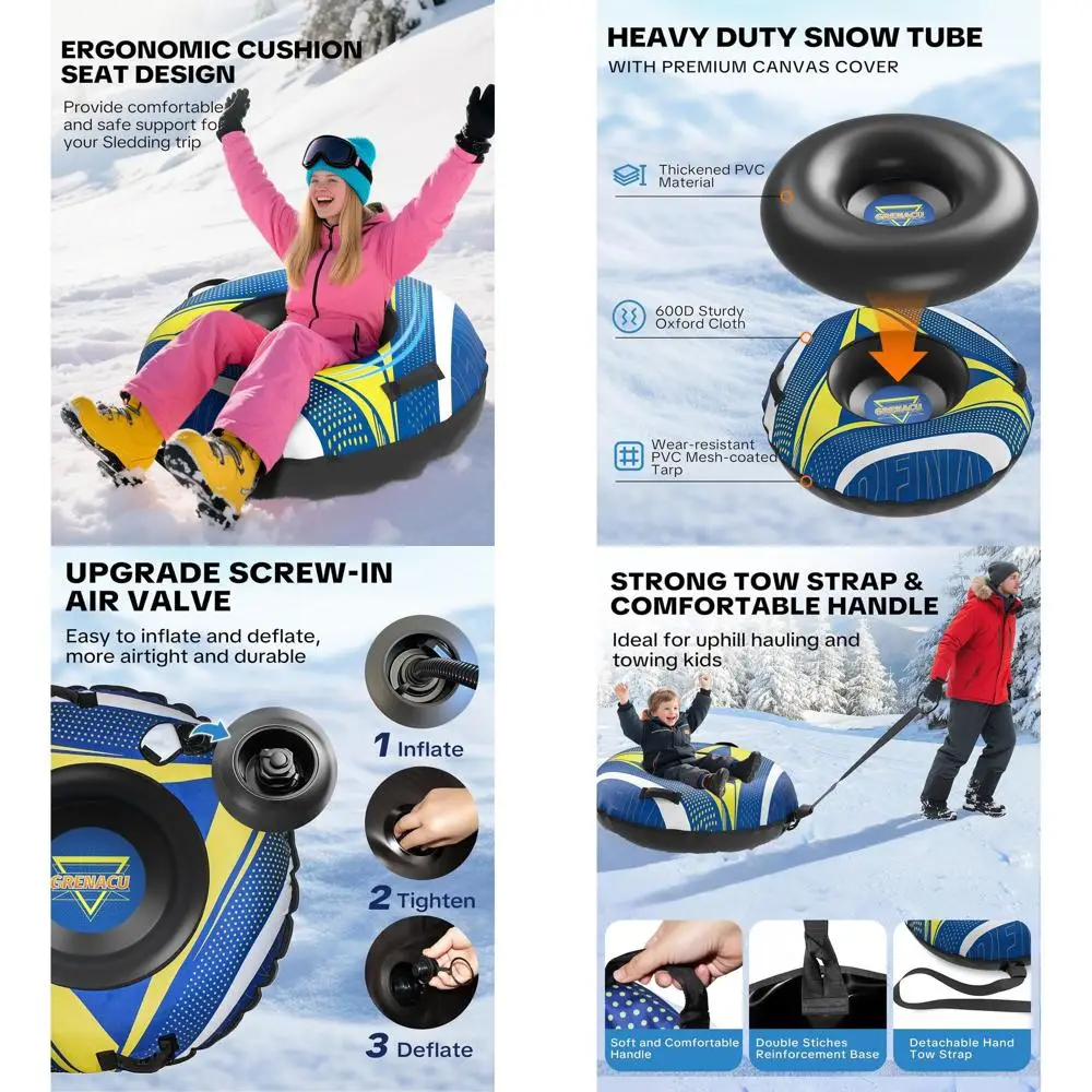 

Прочные холщовые снежные трубки для катания на бельте — зимние уличные игрушки премиум-класса для детей и взрослых, идеально подходящие для подарков на Рождество и день рождения