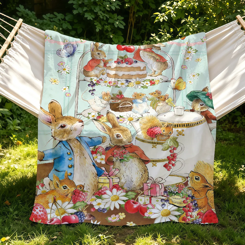 Kawaii P-Peter R-rabbit Cute Blanket Suitable For Sofas Beds Offices Cars Outdoor Travel An Ideal Gift For Friends Family