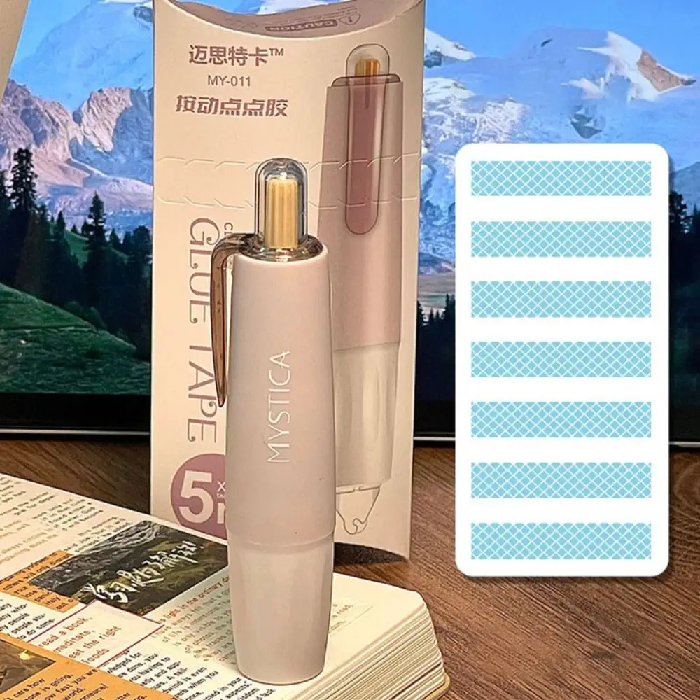 360 Degree Rotation Dot Glue Tape Press Type Pen-shape Rolling Glue Tape DIY Scrapbooking Large Capacity