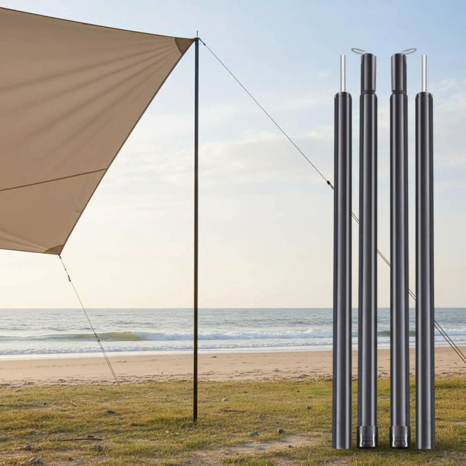

2 Pieces Tent Vestibule Pole Portable Tarp Pole Set Awning Support Rod Sturdy Shelter Support Stick Sturdy Duty for Campers