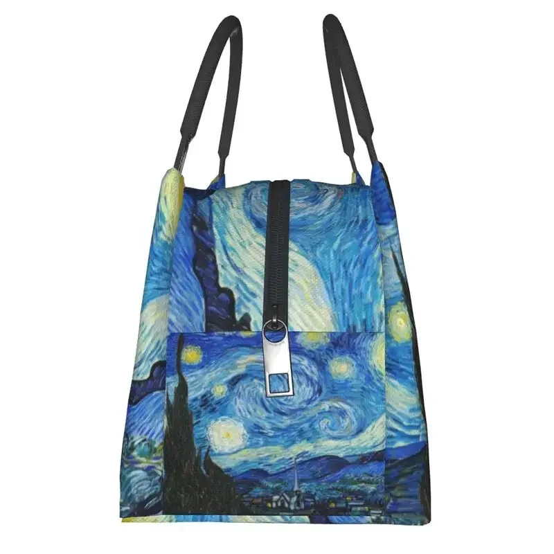 Custom Vincent Van Gogh Starry Night Lunch Bags Women Cooler Warm Insulated Lunch Boxes for Work Pinic or Travel Shoulder Bag