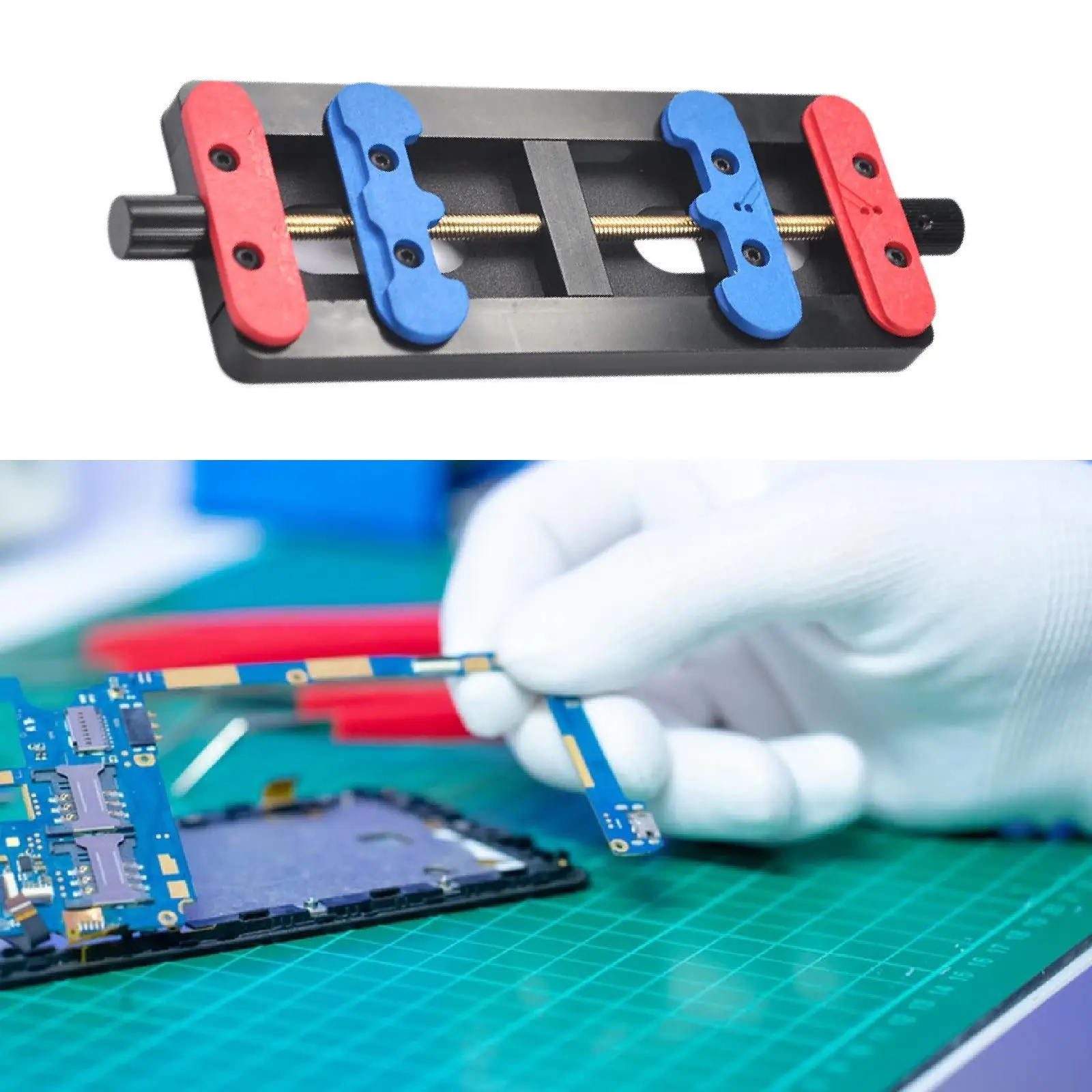 

Зажимной инструмент для материнской платы телефона, прочный для пайки, распайки, 15x6x1,2 см, аксессуары, изолирующий материал, одноосная блокировка