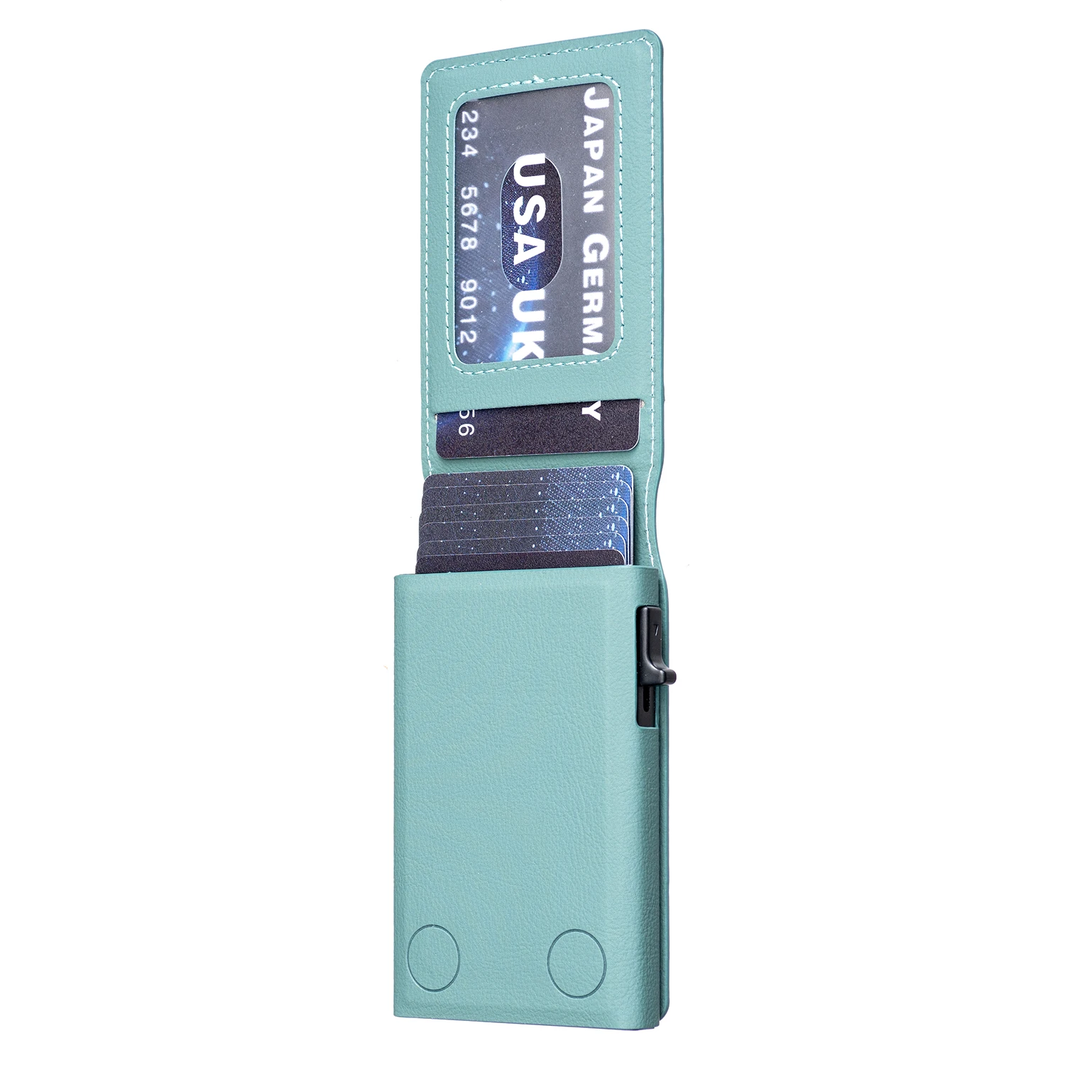 حامل بطاقات محفظة من جلد البولي يوريثان بسحاب مغناطيسي للأعمال الفاخرة للرجال والنساء غطاء مسند بقصة ضيقة مقاوم للصدمات #6