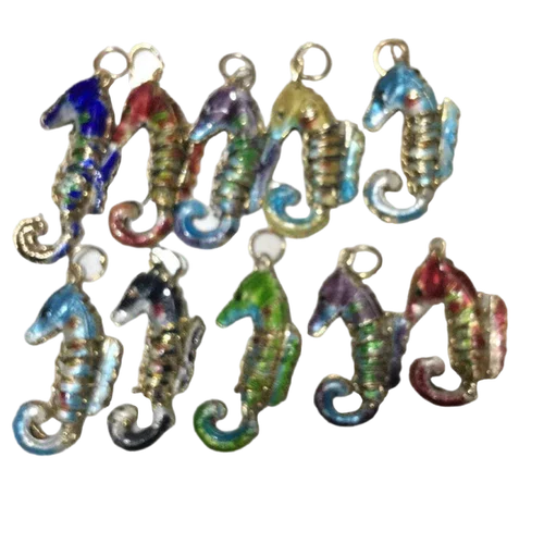 10pcs Unique Chinese Cloisonne Enamel Seahorse Charms Pendants for Women Jewelry Making Earrings Necklace Keychain DIY Accessory