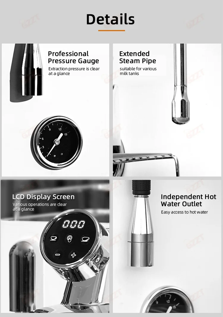 GZZT CM6005 Espresso Coffee Machine 3100W Double Pump PID Control Temperature 58mm Commercial/Home Coffee Makers 220V